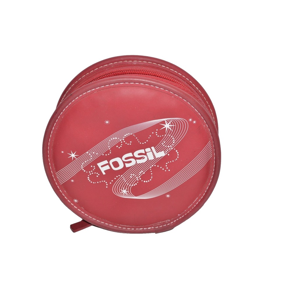 Red Fossil Authentic 24 CD Case Truly Inspired Poly Carry Case 6.5" Zip Around